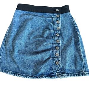 SOCIAL TOURIST Button-Front Denim Blue Mini Skirt Size 0 24 inch waist